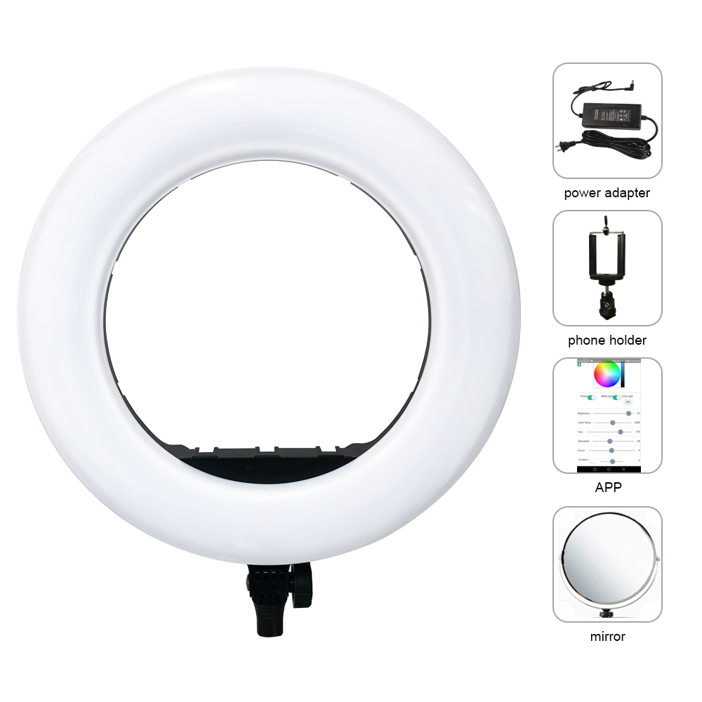 Led Ring Light 18 - Yidoblo QS-480DII Bluetooth APP制御写真撮影用リングランプ 18インチ 480個LEDリングライト