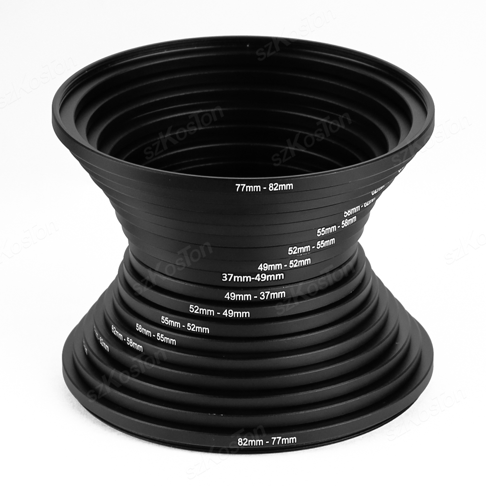 Macro Photography Lighting Kit - 18 個カメラレンズフィルターステップアップ & ダウンリングアダプター金属フィルターアダプターリングすべてのカメラデジタル一眼レフ 37-82 82-37