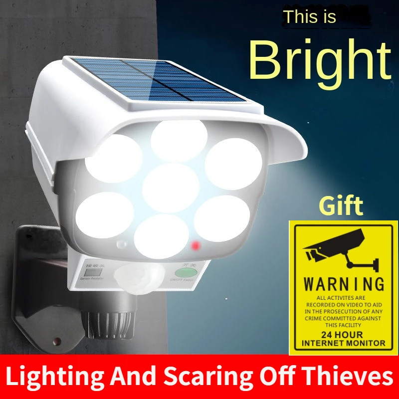 Photography Lighting Effects - 屋外ソーラーライトモーションセンサーセキュリティダミーカメラワイヤレスフラッドライトIP65防水77 LEDランプ3モード家庭菜園用