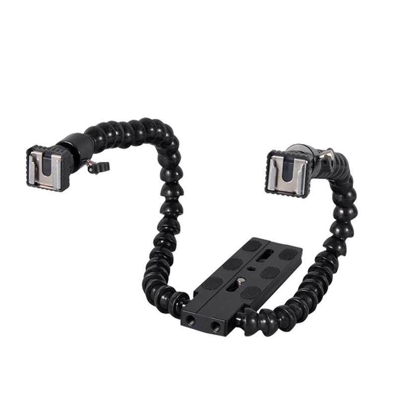 Macro Photography Lighting Kit - 柔軟なデュアルアームホットシューフラッシュブラケット、キヤノン、ニコン、ペンタックス、マクロショット、カメラアクセサリー用マウントホルダー
