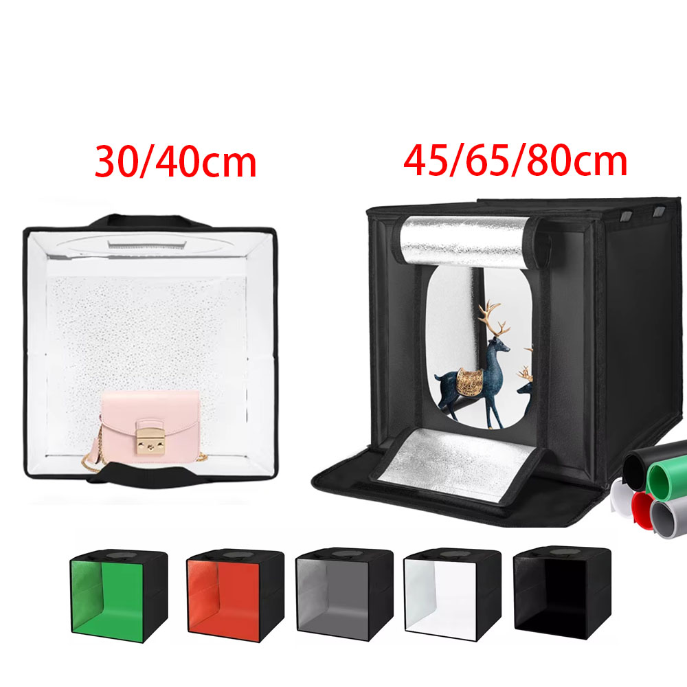 Photography Lighting And Backdrop Kits - 30/40/45 65 80 センチメートル写真撮影テントフォトライトスタジオソフトボックスポータブル折りたたみテーブル撮影テントキット 5 背景背景