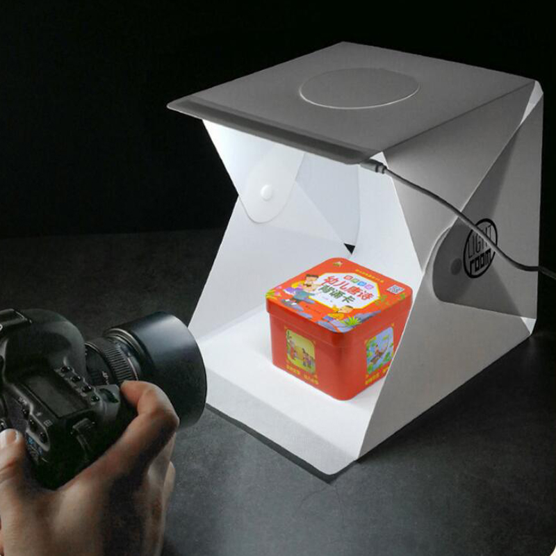 Photography Lighting Tent - 写真撮影用LEDライトルームフォトスタジオライトテントソフトボックス背景フォトボックスデジタル一眼レフカメラ用22CMポータブル折りたたみライトボックス