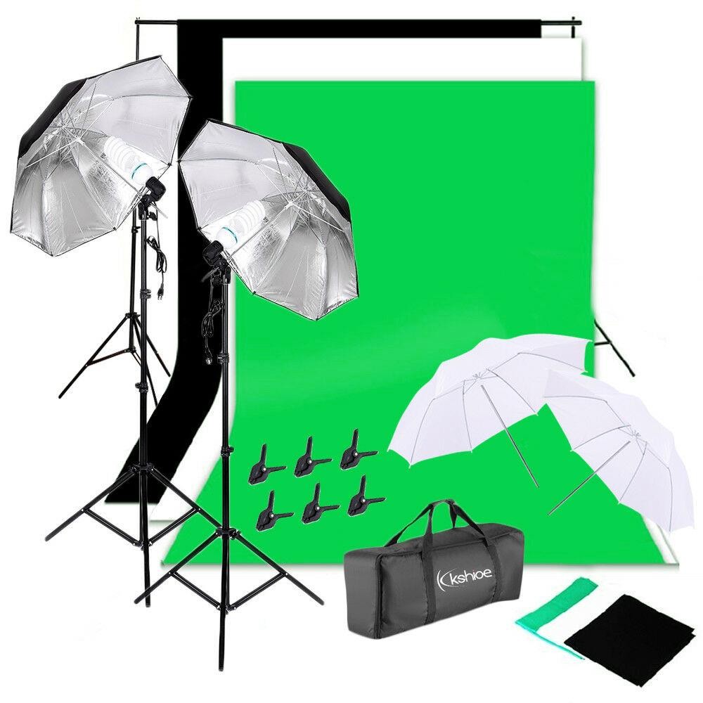 Photography Lighting And Backdrop Kits - 写真スタジオ撮影照明キット、傘、ソフトライトボックス、背景スタンドセット