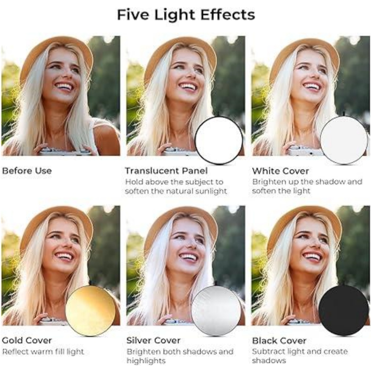 Huanyingbjb-ポータブル写真リフレクター,丸い折り - Photography Lighting Outdoor のレビューと価格