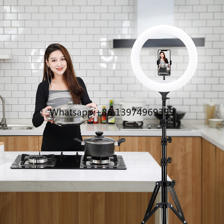 18インチLEDセルフィーリングライト、メイクアップライト、 - Led Ring Light 18 のレビューと価格