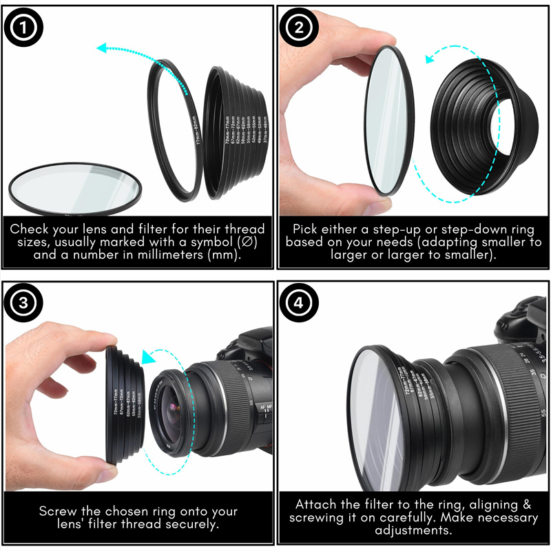 18 個カメラレンズフィルターステップアップ & ダウンリン - Macro Photography Lighting Kit のレビューと価格