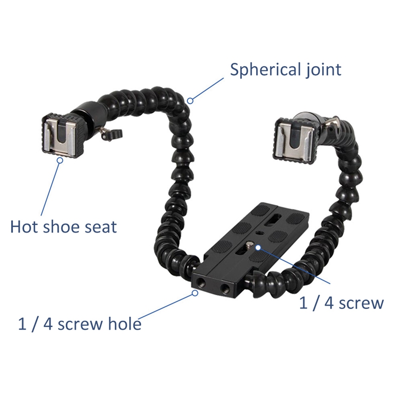 柔軟なデュアルアームホットシューフラッシュブラケット、キヤノ - Macro Photography Lighting Kit のレビューと価格