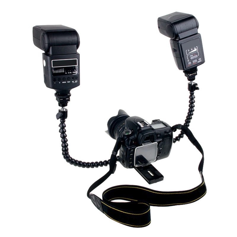 柔軟なデュアルアームホットシューフラッシュブラケット、キヤノ - Macro Photography Lighting Kit のレビューと価格