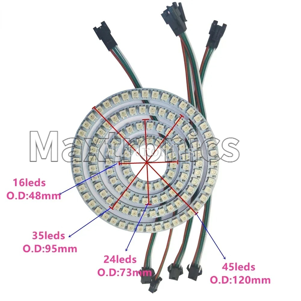 WS2812B FCOB RGB LEDリングライト 18/ - Led Ring Light 18 のレビューと価格